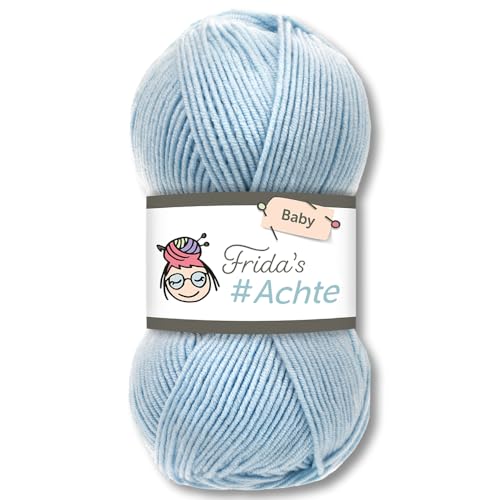 Frida's Wollhaus Frida's 100 g #Achte Babywolle Wolle Garn Stricken Häkeln Anti-Pilling 66 Farben (40 | Hellblau) von Frida's Wollhaus