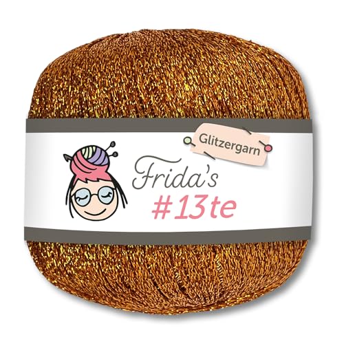 Frida's Wollhaus Frida's 25 g #13te Glitzergarn Häkelgarn Effektgarn Metallic Häkeln Stricken Wolle Garn 18 Farben (1312 | Gelbgold) von Frida's Wollhaus