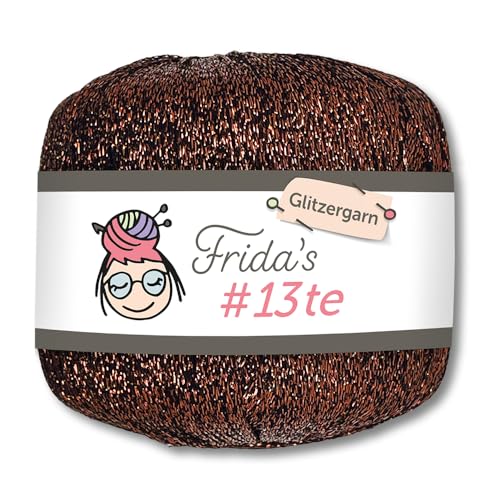 Frida's Wollhaus Frida's 25 g #13te Glitzergarn Häkelgarn Effektgarn Metallic Häkeln Stricken Wolle Garn 18 Farben (1354 | Dunkelbraun) von Frida's Wollhaus