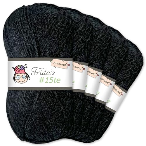 Frida's Wollhaus Frida's 5 x 100 g #15te Allround Basic Garn Babygarn Wolle Stricken Häkeln weich 45 Farben (241 | Anthrazit) von Frida's Wollhaus