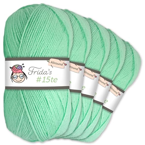 Frida's Wollhaus Frida's 5 x 100 g #15te Allround Basic Garn Babygarn Wolle Stricken Häkeln weich 45 Farben (841 | Türkis) von Frida's Wollhaus