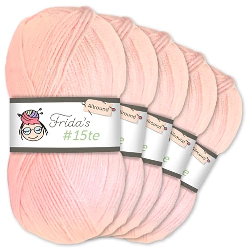 Frida's Wollhaus Frida's 5 x 100 g #15te Allround Basic Garn Babygarn Wolle Stricken Häkeln weich 45 Farben (853 | Hellrosa) von Frida's Wollhaus