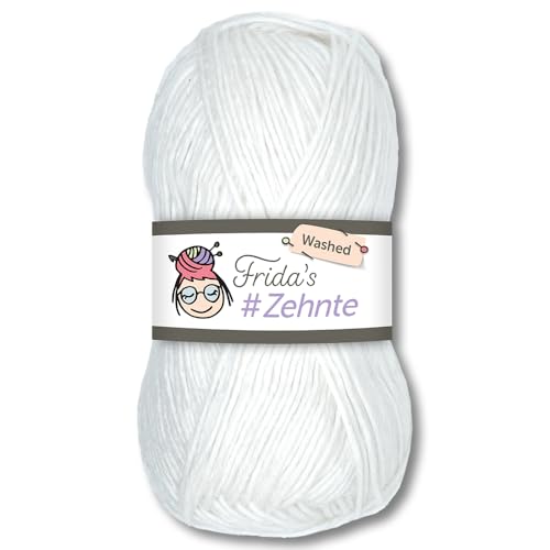 Frida's Wollhaus Frida's 50 g #Zehnte Washed Melange-Farben Stricken Häkeln Wolle Garn 29 Farben (900 | Weiß) von Frida's Wollhaus