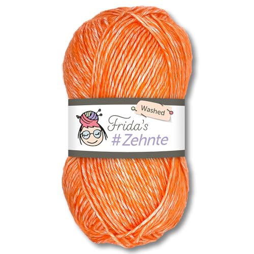 Frida's Wollhaus Frida's 50 g #Zehnte Washed Melange-Farben Stricken Häkeln Wolle Garn 29 Farben (902 | Orange) von Frida's Wollhaus