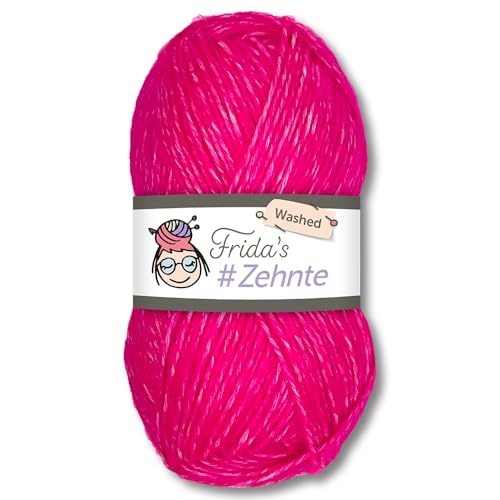 Frida's Wollhaus Frida's 50 g #Zehnte Washed Melange-Farben Stricken Häkeln Wolle Garn 29 Farben (903 | Neonpink) von Frida's Wollhaus