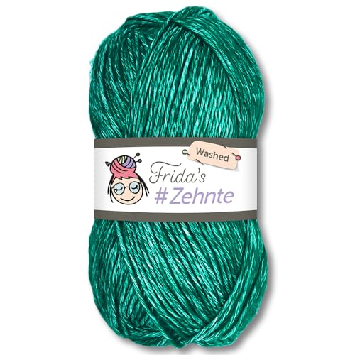 Frida's Wollhaus Frida's 50 g #Zehnte Washed Melange-Farben Stricken Häkeln Wolle Garn 29 Farben (909 | Dunkelgrün) von Frida's Wollhaus