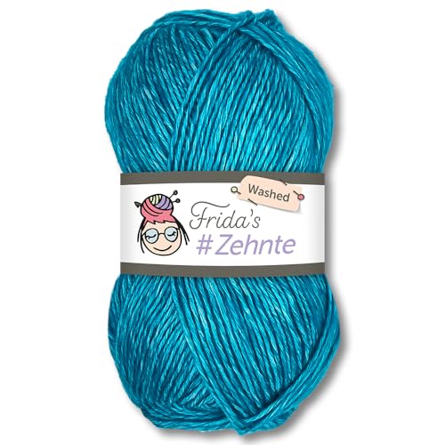 Frida's Wollhaus Frida's 50 g #Zehnte Washed Melange-Farben Stricken Häkeln Wolle Garn 29 Farben (911 | Türkis) von Frida's Wollhaus