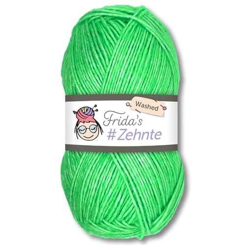 Frida's Wollhaus Frida's 50 g #Zehnte Washed Melange-Farben Stricken Häkeln Wolle Garn 29 Farben (912 | Frühlingsgrün) von Frida's Wollhaus