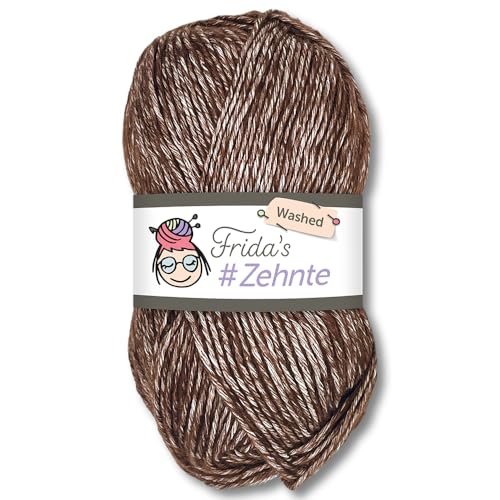 Frida's Wollhaus Frida's 50 g #Zehnte Washed Melange-Farben Stricken Häkeln Wolle Garn 29 Farben (917 | Braun) von Frida's Wollhaus