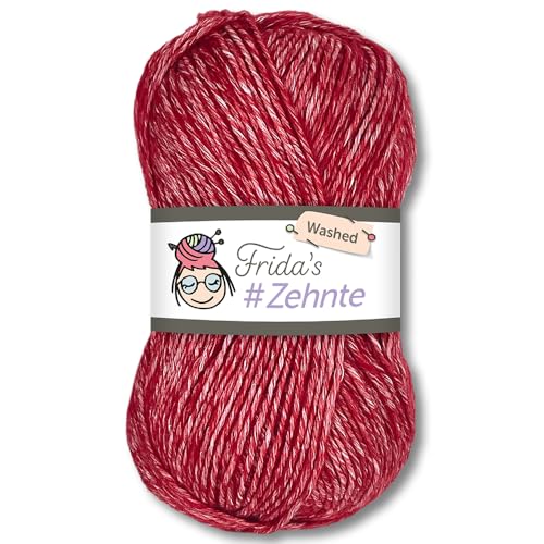 Frida's Wollhaus Frida's 50 g #Zehnte Washed Melange-Farben Stricken Häkeln Wolle Garn 29 Farben (918 | Dunkelrot) von Frida's Wollhaus