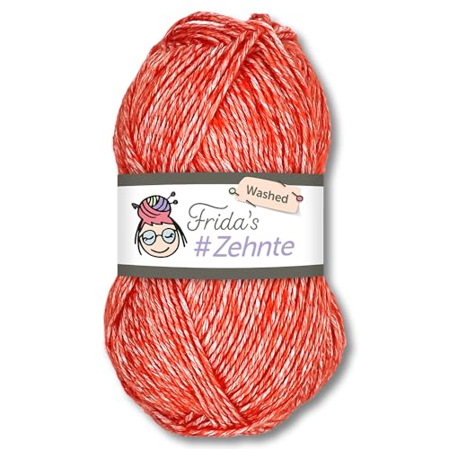 Frida's Wollhaus Frida's 50 g #Zehnte Washed Melange-Farben Stricken Häkeln Wolle Garn 29 Farben (919 | Hellrot) von Frida's Wollhaus