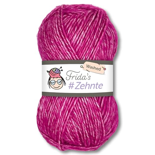 Frida's Wollhaus Frida's 50 g #Zehnte Washed Melange-Farben Stricken Häkeln Wolle Garn 29 Farben (920 | Himbeer) von Frida's Wollhaus