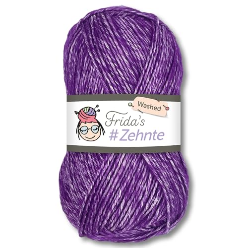 Frida's Wollhaus Frida's 50 g #Zehnte Washed Melange-Farben Stricken Häkeln Wolle Garn 29 Farben (921 | Brombeer) von Frida's Wollhaus