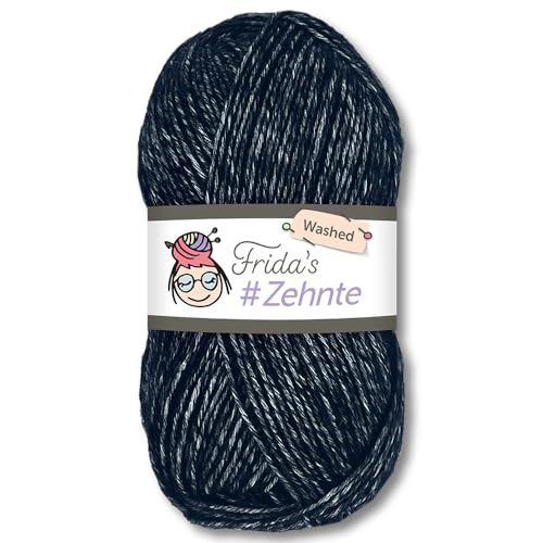 Frida's Wollhaus Frida's 50 g #Zehnte Washed Melange-Farben Stricken Häkeln Wolle Garn 29 Farben (923 | Schwarz) von Frida's Wollhaus