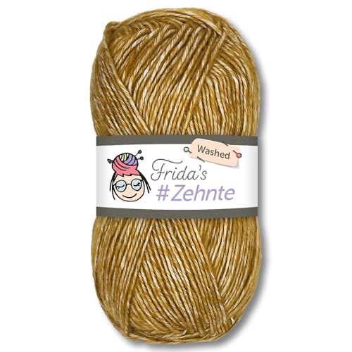 Frida's Wollhaus Frida's 50 g #Zehnte Washed Melange-Farben Stricken Häkeln Wolle Garn 29 Farben (927 | Ocker) von Frida's Wollhaus