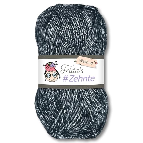 Frida's Wollhaus Frida's 50 g #Zehnte Washed Melange-Farben Stricken Häkeln Wolle Garn 29 Farben (928 | Anthrazit) von Frida's Wollhaus