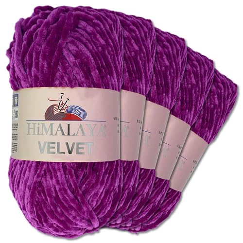 Frida's Wollhaus Himalaya 5 x 100 g Velvet Chenille-Wolle Handarbeit Amigurumi 42 Farben (90058 | Lavendel) von Frida's Wollhaus