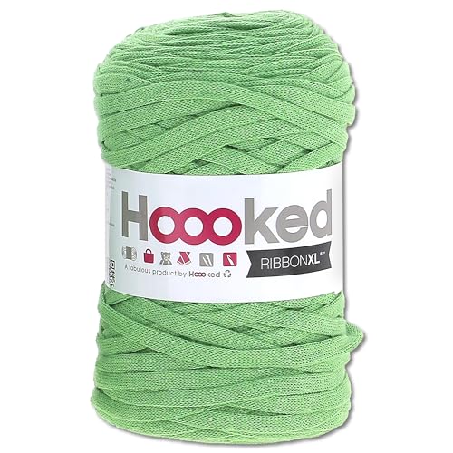 Frida's Wollhaus Hoooked 120 m Ribbon XL Uni 100% Recycling Riesen-Textilgarn Bänchengarn 32 Farben (RXL30 | Salad Green) von Frida's Wollhaus