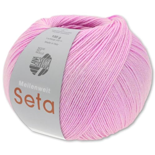 Frida's Wollhaus Lana Grossa 100 g Meilenweit 100 Seta Sockenwolle Merino Seide Garn 31 Farben (03 | Nelkenrose) von Frida's Wollhaus