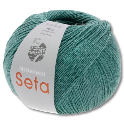 Frida's Wollhaus Lana Grossa 100 g Meilenweit 100 Seta Sockenwolle Merino Seide Garn 31 Farben (07 | Graugrün) von Frida's Wollhaus