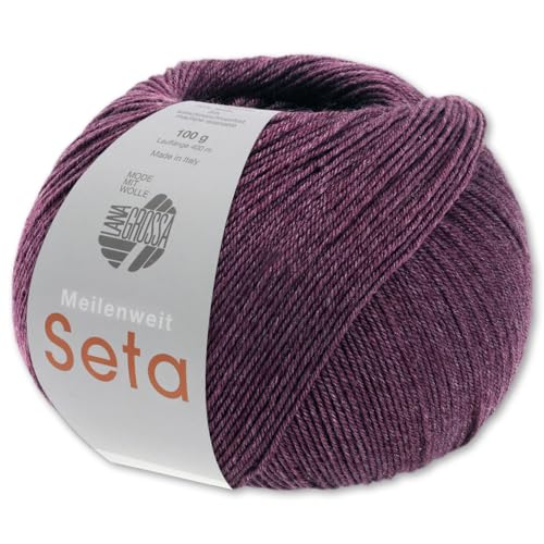 Frida's Wollhaus Lana Grossa 100 g Meilenweit 100 Seta Sockenwolle Merino Seide Garn 31 Farben (26 | Brombeer) von Frida's Wollhaus