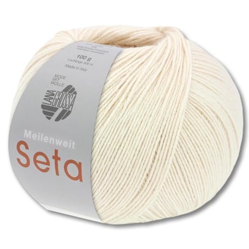 Frida's Wollhaus Lana Grossa 100 g Meilenweit 100 Seta Sockenwolle Merino Seide Garn 31 Farben (30 | Hellbeige) von Frida's Wollhaus