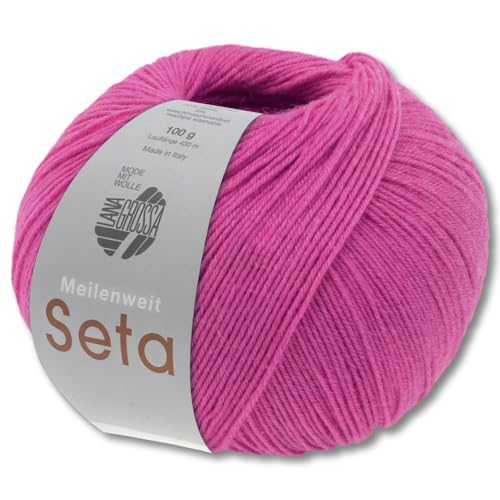 Frida's Wollhaus Lana Grossa 100 g Meilenweit 100 Seta Sockenwolle Merino Seide Garn 31 Farben (36 | Fuchsia) von Frida's Wollhaus