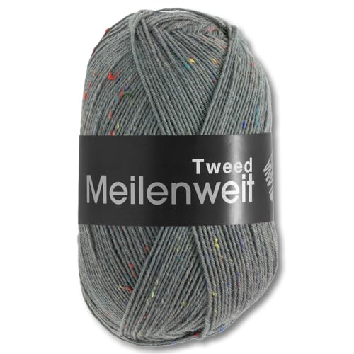 Frida's Wollhaus Lana Grossa 100 g Meilenweit 100 Tweed Sockenwolle Stricken Garn 20 Farben (160 | Dunkelgrau) von Frida's Wollhaus