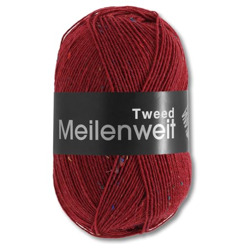 Frida's Wollhaus Lana Grossa 100 g Meilenweit 100 Tweed Sockenwolle Stricken Garn 20 Farben (161 | Weinrot) von Frida's Wollhaus