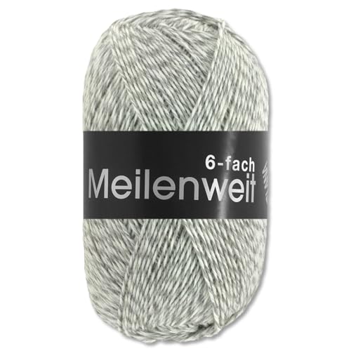 Frida's Wollhaus Lana Grossa 150 g Meilenweit 6-fach 150 Sockenwolle Stricken Garn 19 Farben (8501 | Weiß/Grau) von Frida's Wollhaus