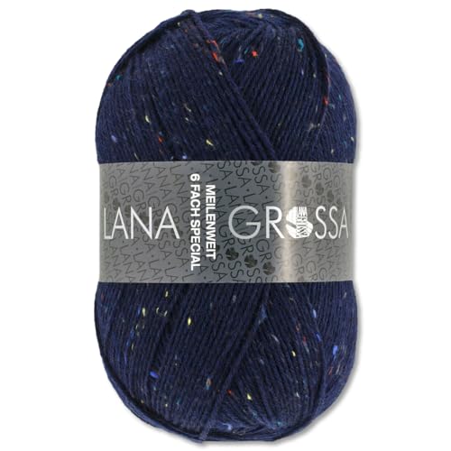 Frida's Wollhaus Lana Grossa 150 g Meilenweit 6-fach 150 Sockenwolle Stricken Garn 19 Farben (8816 | Nachtblau) von Frida's Wollhaus