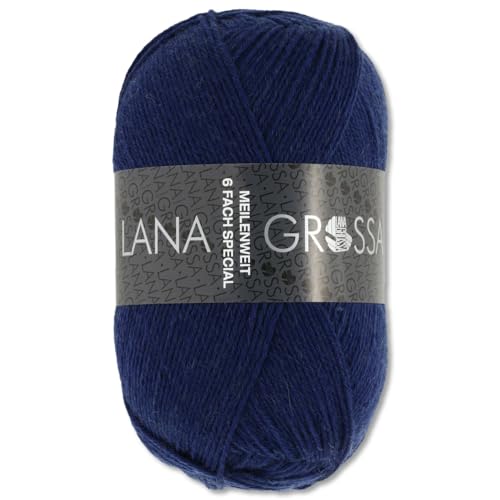 Frida's Wollhaus Lana Grossa 150 g Meilenweit 6-fach 150 Sockenwolle Stricken Garn 19 Farben (8962 | Dunkelblau) von Frida's Wollhaus