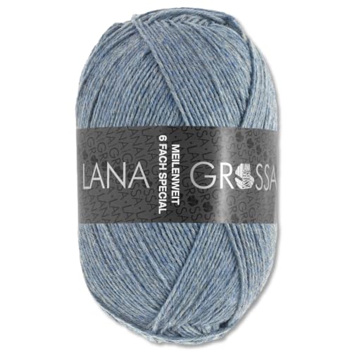 Frida's Wollhaus Lana Grossa 150 g Meilenweit 6-fach 150 Sockenwolle Stricken Garn 19 Farben (9226 | Graublau meliert) von Frida's Wollhaus