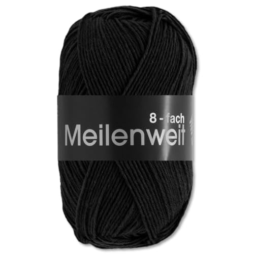 Frida's Wollhaus Lana Grossa 150 g Meilenweit 8-fach 150 Sockenwolle Stricken Garn 16 Farben (9558 | Schwarz) von Frida's Wollhaus