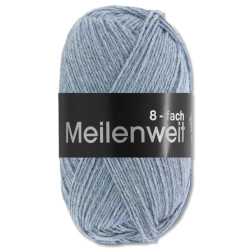 Frida's Wollhaus Lana Grossa 150 g Meilenweit 8-fach 150 Sockenwolle Stricken Garn 16 Farben (9659 | Graublau meliert) von Frida's Wollhaus