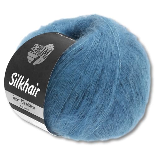 Frida's Wollhaus Lana Grossa 25 g Silkhair Mohair Superkid Seide Wolle Häkeln Stricken 43 Farben (103 | Jeansblau) von Frida's Wollhaus