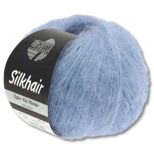 Frida's Wollhaus Lana Grossa 25 g Silkhair Mohair Superkid Seide Wolle Häkeln Stricken 43 Farben (92 | Himmelblau) von Frida's Wollhaus