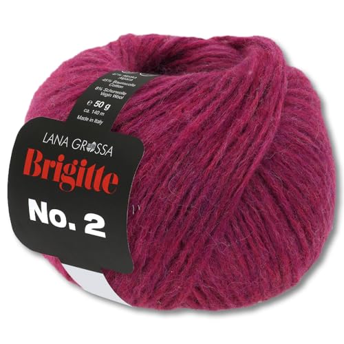 Frida's Wollhaus Lana Grossa 50 g Brigitte No. 2 Netzgarn Wolle Garn Alpaka Baumwolle 46 Farben (38 | Fuchsia) von Frida's Wollhaus