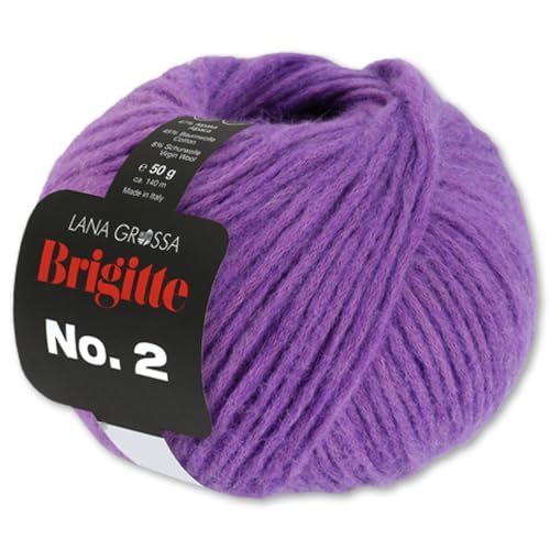 Frida's Wollhaus Lana Grossa 50 g Brigitte No. 2 Netzgarn Wolle Garn Alpaka Baumwolle 46 Farben (62 | Viola) von Frida's Wollhaus