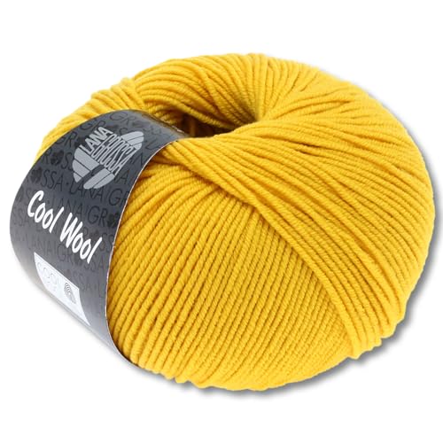 Frida's Wollhaus Lana Grossa 50 g Cool Wool Merinowolle Wolle Garn Häkeln Stricken 38 Farben (2005 | Goldgelb) von Frida's Wollhaus