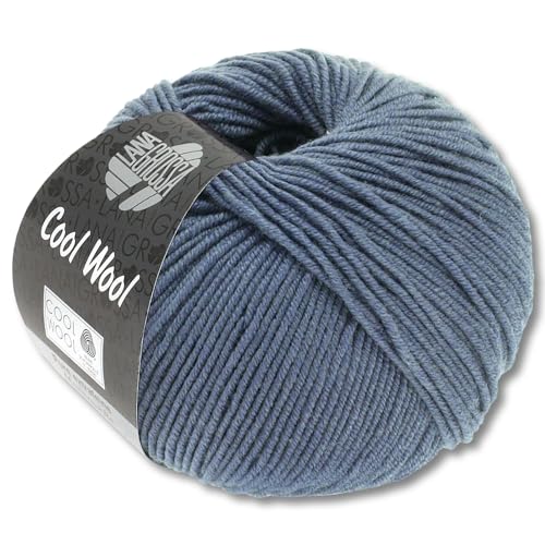 Frida's Wollhaus Lana Grossa 50 g Cool Wool Merinowolle Wolle Garn Häkeln Stricken 38 Farben (2037 | Graublau) von Frida's Wollhaus