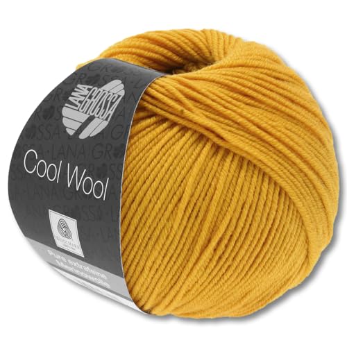 Frida's Wollhaus Lana Grossa 50 g Cool Wool Merinowolle Wolle Garn Häkeln Stricken 38 Farben (2065 | Safrangelb) von Frida's Wollhaus