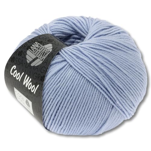 Frida's Wollhaus Lana Grossa 50 g Cool Wool Merinowolle Wolle Garn Häkeln Stricken 38 Farben (430 | Hellblau) von Frida's Wollhaus