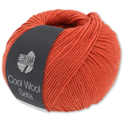 Frida's Wollhaus Lana Grossa 50 g Cool Wool Seta Stricken Häkeln Schurwolle Seide 18 Farben (8 | Rostrot) von Frida's Wollhaus