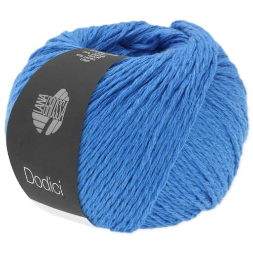 Frida's Wollhaus Lana Grossa 50 g Dodici Baumwolle Leinen Wolle Garn Stricken 20 Farben (12 | Blau) von Frida's Wollhaus