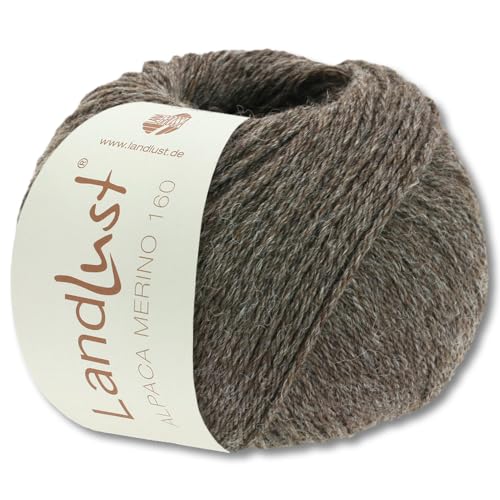 Frida's Wollhaus Lana Grossa 50 g Landlust Alpaka Merino 160 Wolle Stricken 26 Farben (405 | Graubraun) von Frida's Wollhaus