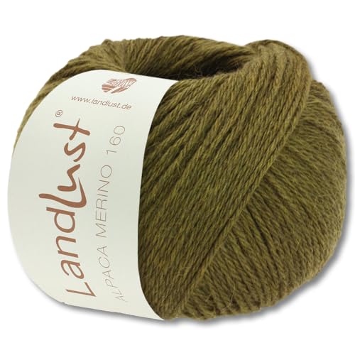 Frida's Wollhaus Lana Grossa 50 g Landlust Alpaka Merino 160 Wolle Stricken 26 Farben (406 | Oliv) von Frida's Wollhaus