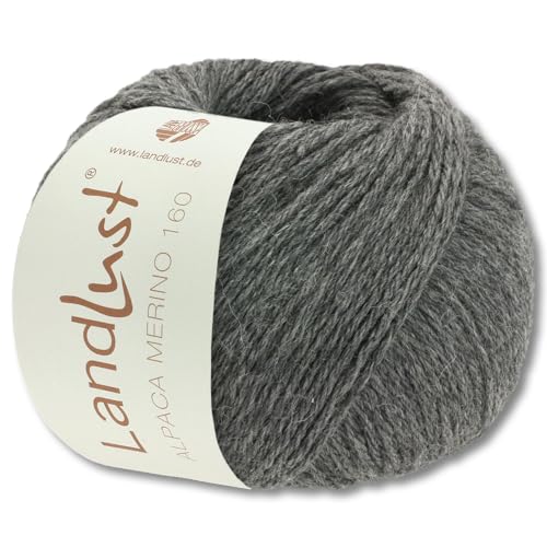 Frida's Wollhaus Lana Grossa 50 g Landlust Alpaka Merino 160 Wolle Stricken 26 Farben (408 | Dunkelgrau) von Frida's Wollhaus