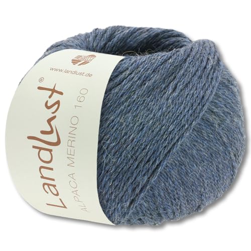 Frida's Wollhaus Lana Grossa 50 g Landlust Alpaka Merino 160 Wolle Stricken 26 Farben (411 | Graublau) von Frida's Wollhaus