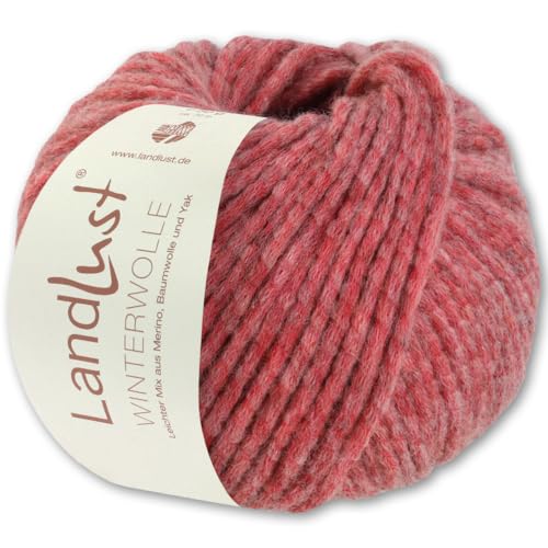 Frida's Wollhaus Lana Grossa 50 g Landlust Winterwolle Merino Yak Wolle Garn Stricken 23 Farben (29 | Rot meliert) von Frida's Wollhaus